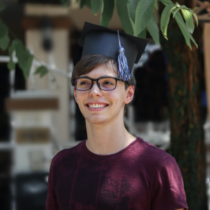 Young man wearing a graduation cap